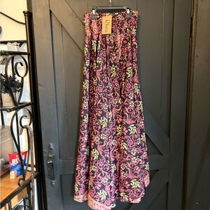 Elegant Floral Maxi Skirt - Purple and Yellow